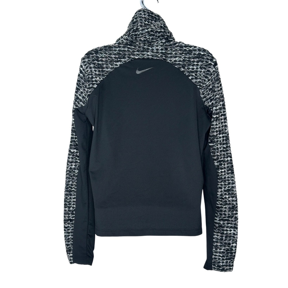 Nike Pro Hyperwarm Training Top Large Black White Geometric Turtleneck L/S Run - Picture 4 of 8